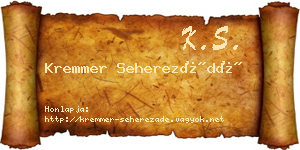 Kremmer Seherezádé névjegykártya